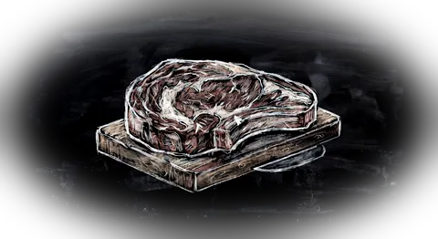 Chuletón de ternera sobre tabla de madera