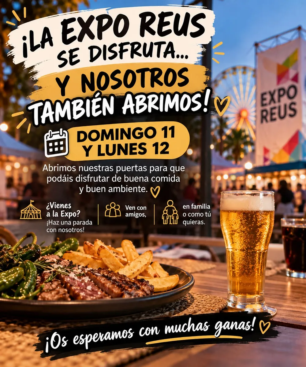 Cartel de Winter Garden: la Expo Reus se disfruta y nosotros también abrimos, domingo 11 y lunes 12. ¡Os esperamos con muchas ganas!