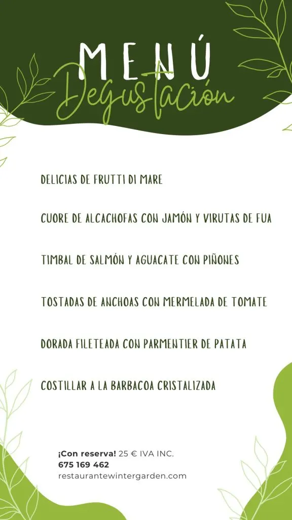 Menú degustación de Winter Garden: seis pases por 25 euros, con reserva previa